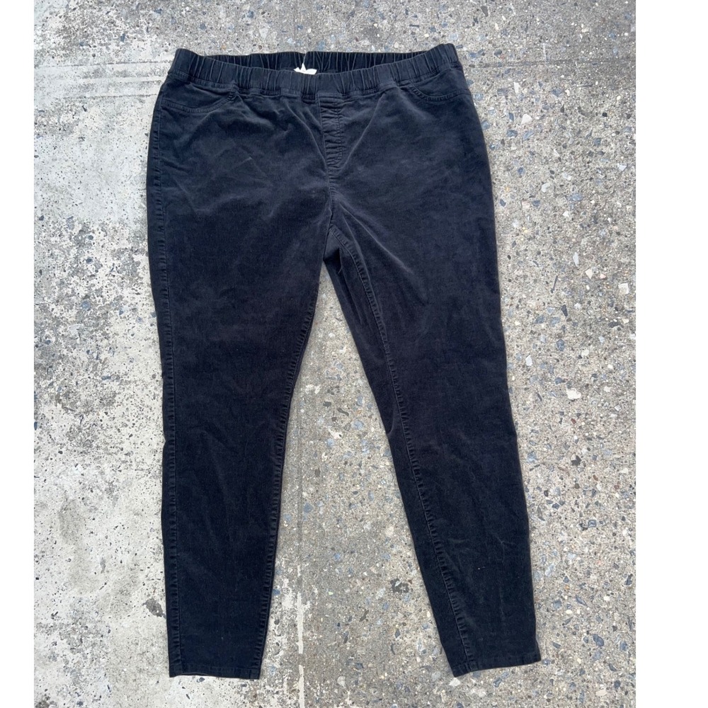 Eileen Fisher Woman Black Corduroy Leggings Organic Cotton Stretch Pants 1X
